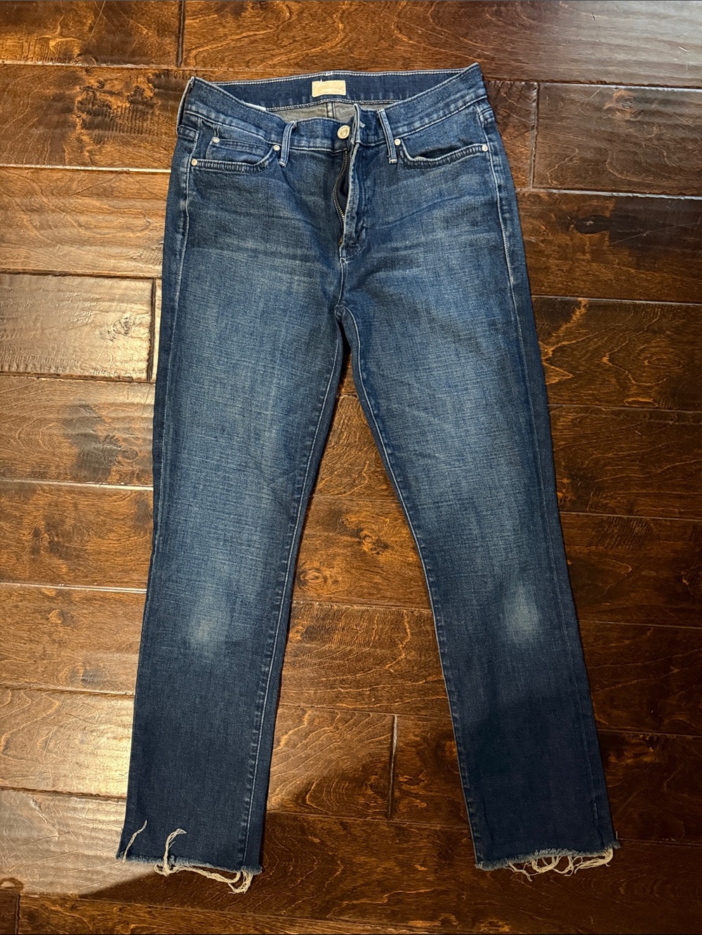 MOTHER Women's Dark Blue Ankle Crop Jeans